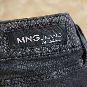 Mango Black Animal Print Skinny Jeans Size 28-29